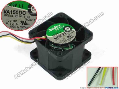 159204 Nidec V35615-33 Server - Square Fan  GCIS1F, GCISF, sq40x40x28mm, 4-wire, DC 12V 0.53A Nidec V35615-33 Server - Square Fan 