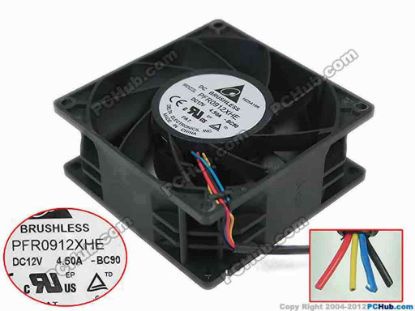 159226 Delta Electronics PFR0912XHE Server - Square Fan -BC90, sq92x92x38mm, 4-wire, DC 12V 4.50A Delta Electronics PFR0912XHE Server - Square Fan 