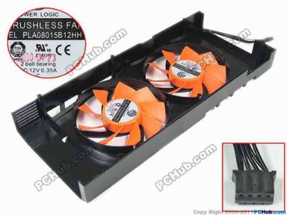 159230 Power Logic PLA08015B12HH Server - Frameless / GPU Fan 12V 0.35A, L= W=, Red Framed, 2 Fan Power Logic PLA08015B12HH Server - Frameless / GPU Fan 