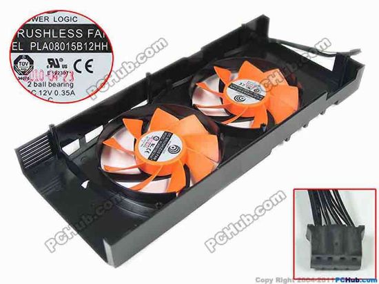 159230 Power Logic PLA08015B12HH Server - Frameless / GPU Fan 12V 0.35A, L= W=, Red Framed, 2 Fan Power Logic PLA08015B12HH Server - Frameless / GPU Fan 