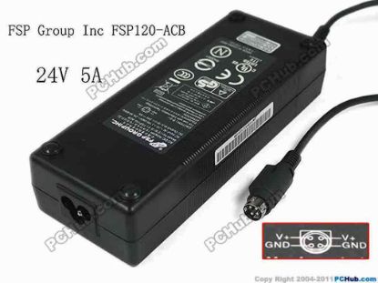 159776 FSP Group Inc FSP120-ACB AC Adapter- Laptop 24V 5A, 4-Pin Din, 3-Prong, New FSP Group Inc FSP120-ACB AC Adapter- Laptop