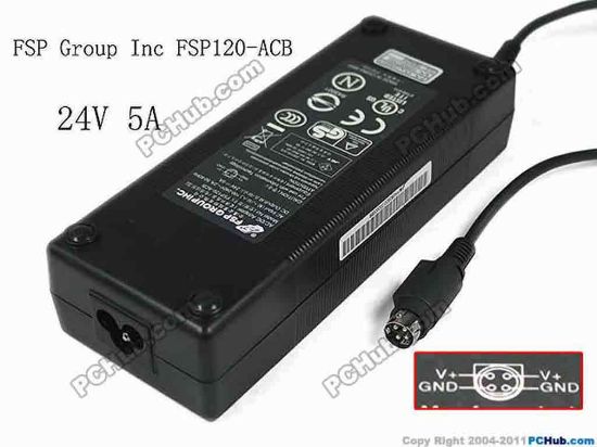159776 FSP Group Inc FSP120-ACB AC Adapter- Laptop 24V 5A, 4-Pin Din, 3-Prong, New FSP Group Inc FSP120-ACB AC Adapter- Laptop