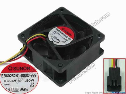 159784 SUNON EB60252S1-000C-999 Server - Square Fan sq60x60x25mm, 3-wire, DC 24V 1.80W SUNON EB60252S1-000C-999 Server - Square Fan 