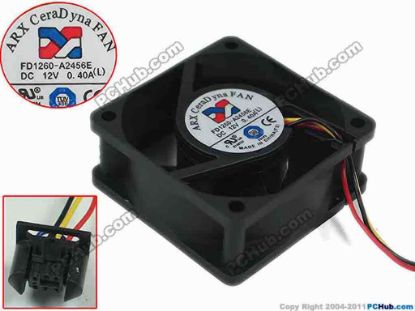 164397 ARX FD1260-A2456E Server - Square Fan DC 12V 0.4A, 60x60x25mm, FD1260-A2456E(L) ARX FD1260-A2456E Server - Square Fan 