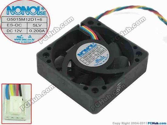 165418 NONOISE G5015M12D1+6 Server - Square Fan SF50x50x15, w4, 12V 0.200A NONOISE G5015M12D1+6 Server - Square Fan