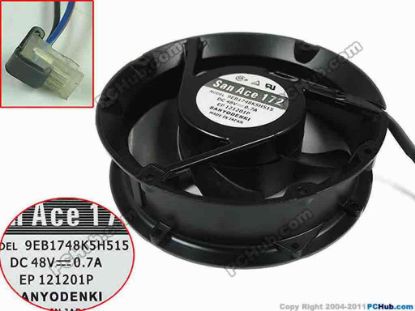 165784 Sanyo Denki 9EB1748K5H515 Server - Round Fan RF170x170x50, w2, 48V 0.7A, Steel Sanyo Denki 9EB1748K5H515 Server - Round Fan 