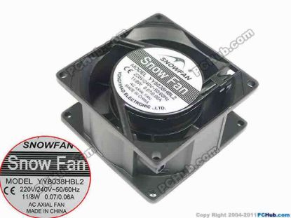 165872 SNOW FAN / YONGYIHAO YY8038HBL2 Server - Square Fan SF80x80x38, w2, 220V 11W, Steel SNOW FAN / YONGYIHAO YY8038HBL2 Server - Square Fan 