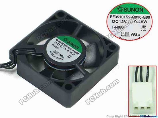 165909 SUNON EF35101S2-Q010-G99 Server - Square Fan SF35x35x10, w50x3x3, 12V 0.48W SUNON EF35101S2-Q010-G99 Server - Square Fan 