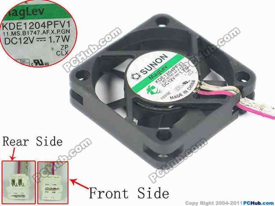 166060 SUNON KDE1204PFV1 Server - Square Fan 11.MS.B1747.AF.X.P.GN, SF40x40x10, w50x3x3, 12V 1. SUNON KDE1204PFV1 Server - Square Fan 