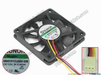166139 SUNON MB60101V3-0000-G99 Server - Square Fan SF60x60x10, w3, 12V 0.65W SUNON MB60101V3-0000-G99 Server - Square Fan