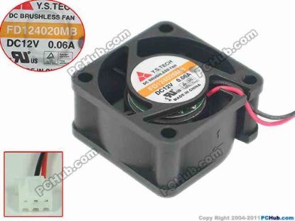166363 Y.S TECH FD124020MB Server - Square Fan SF40x40x20, w50x2x3, 12V 0.06A Y.S TECH FD124020MB Server - Square Fan