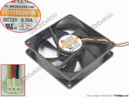 166368 Y.S TECH FD128020HB Server - Square Fan SF80x80x20, w3, 12V 0.15A Y.S TECH FD128020HB Server - Square Fan 