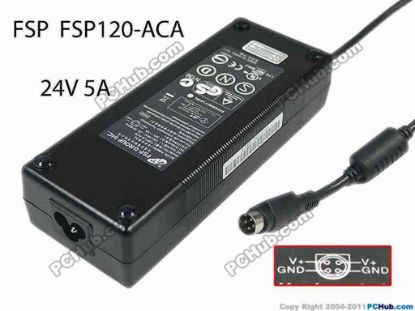 166424 FSP Group Inc FSP120-ACA AC Adapter 20V & Above 24V 5A, 4-Pin Din, 3-Prong FSP Group Inc FSP120-ACA AC Adapter 20V & Above