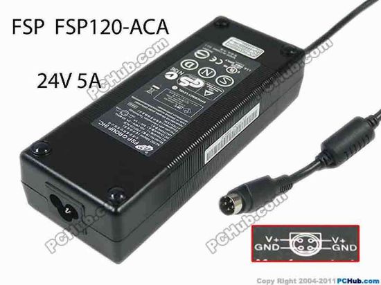 166424 FSP Group Inc FSP120-ACA AC Adapter 20V & Above 24V 5A, 4-Pin Din, 3-Prong FSP Group Inc FSP120-ACA AC Adapter 20V & Above