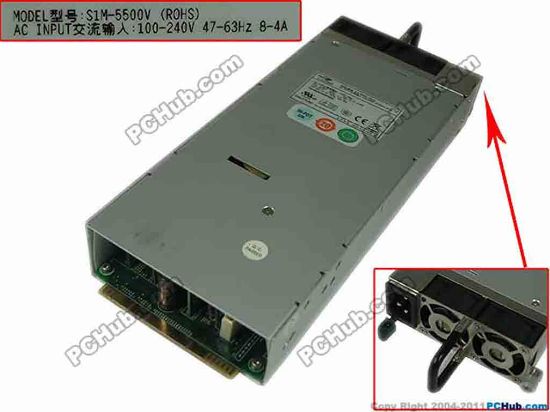 166828 EMACS / Zippy S1M-5500V Server - Power Supply 500W, S1M-5500V(ROHS), B00S1M050V002, 1U EMACS / Zippy S1M-5500V Server - Power Supply 