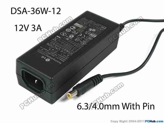 167267 LG DSA-36W-12 AC Adapter 5V-12V 1 36, 12V 3A, 6.3/4.0mm With Pin, IEC C14, New LG DSA-36W-12 AC Adapter 5V-12V 