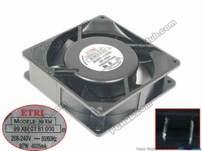 167303 ETRI 99XM Server - Square Fan 99XM, AC 240V 40mA, 92x92x25mm, 2-Pin ETRI 99XM Server - Square Fan 