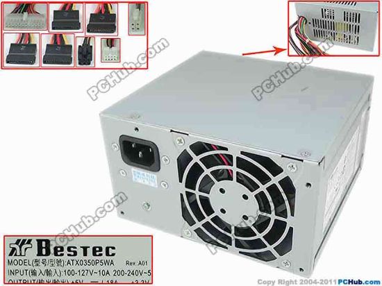 167317 Bestec ATX0350P5WA  Server - Power Supply ATX0350P5WA , 0G846G Bestec ATX0350P5WA  Server - Power Supply