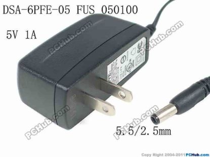 167367 DVE DSA-6PFE-05 AC Adapter 5V-12V DSA-6PFE-05,5V 1A, Barrel 5.5/2.5mm, US 2-Pin Plug DVE DSA-6PFE-05 AC Adapter 5V-12V