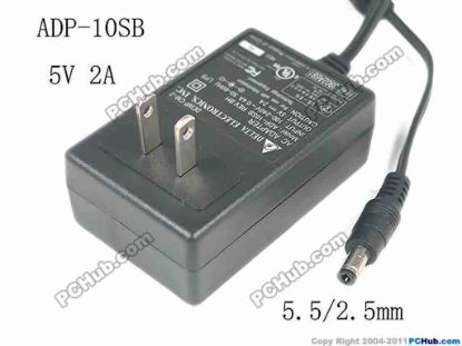 168261 Delta Electronics ADP-10SB AC Adapter - NEW Original 5V 2A, Barrel 5.5/2.5mm, US 2-Pin Plug Delta Electronics ADP-10SB AC Adapter - NEW Original 