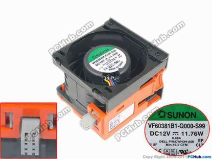 168266 SUNON VF60381B1-Q000-S99 Server - Square Fan VF60381B1-Q000-S99, CWH0H-A00, H0H89 SUNON VF60381B1-Q000-S99 Server - Square Fan