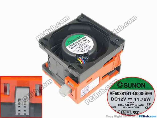 168266 SUNON VF60381B1-Q000-S99 Server - Square Fan VF60381B1-Q000-S99, CWH0H-A00, H0H89 SUNON VF60381B1-Q000-S99 Server - Square Fan
