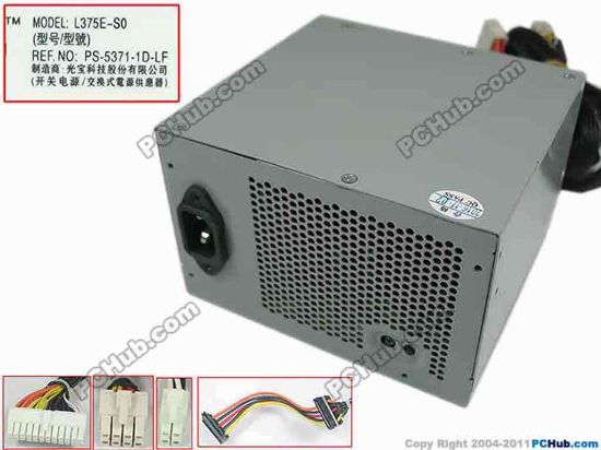 168396 Dell PowerEdge T310 Server - Power Supply L375E-S0, PS-5371-1D-LF, 0T128K, New Dell PowerEdge T310 Server - Power Supply 