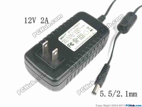 168636 PCH OEM Power AC Adapter - Compatible DK-S24C-12, 12V 2A, 5.5/2.1mm, US, New PCH OEM Power AC Adapter - Compatible 