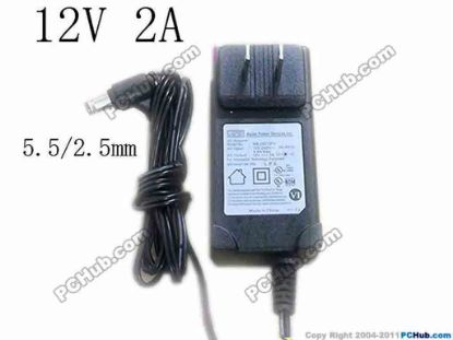 168674 APD / Asian Power Devices WB-24D12FU AC Adapter 5V-12V 12V 2A, Barrel 5.5/2.5mm, US 2-Pin Plug APD / Asian Power Devices WB-24D12FU AC Adapter 5V-12V
