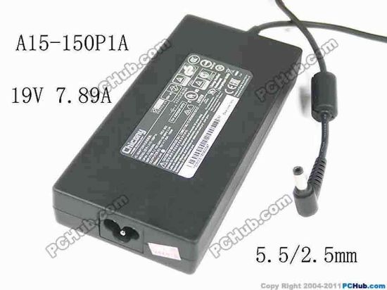168682 Chicony A15-150P1A AC Adapter 20V & Above 19V 7.89A, Barrel 5.5/2.5mm, 3-Prong, New Chicony A15-150P1A AC Adapter 20V & Above