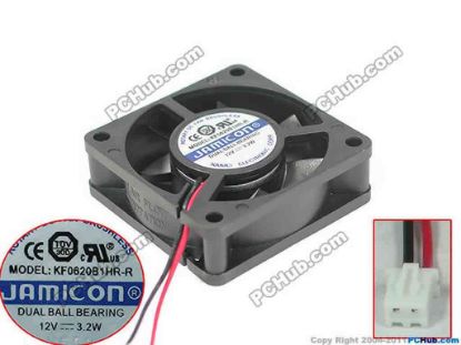 170928 Jamicon KF0620B1HR-R Server - Square Fan 12V3.2W, sq60x60x20mm, 2W Jamicon KF0620B1HR-R Server - Square Fan 