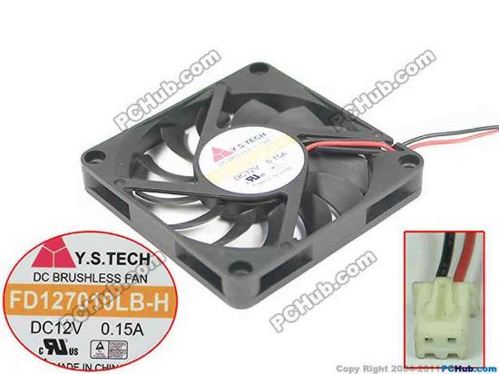 172118 Y.S TECH FD127010LB-H Server - Square Fan 12V0.15A, sq70x70x10mm, 2W Y.S TECH FD127010LB-H Server - Square Fan 