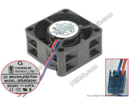 172164 Young Lin DFS402024H Server - Square Fan DC24V 0.07A, sq40x40x20mm, w60x2x3 Young Lin DFS402024H Server - Square Fan 
