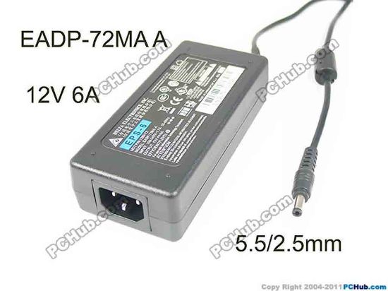 172362 Delta Electronics EADP-72MA AC Adapter 5V-12V 12V 6A, 5.5/2.5mm, C14 Delta Electronics EADP-72MA AC Adapter 5V-12V