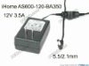 172715 iHome AS600-120-BA350 AC Adapter 5V-12V 12V 3.5A, 5.5/2.1mm, US 2P Plug iHome AS600-120-BA350 AC Adapter 5V-12V 