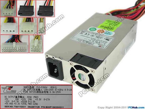173501 EMACS / Zippy P1S-5300V Server - Power Supply 300W, 1U, P1S-5300V (ROHS), B00P1S030V011 EMACS / Zippy P1S-5300V Server - Power Supply