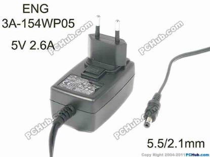 176419 ENG 3A-154WP05 AC Adapter 5V-12V 5V 2.6A, Barrel 5.5/2.1mm, EU 2-Pin Plug ENG 3A-154WP05 AC Adapter 5V-12V 