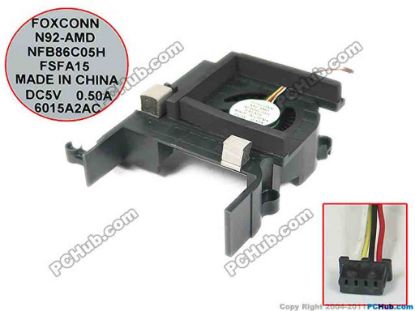 178557 Foxconn NFB86C05H Cooling Fan  FSFA15, 5V 0.5A Bare, W45x4x4xP Foxconn NFB86C05H Cooling Fan
