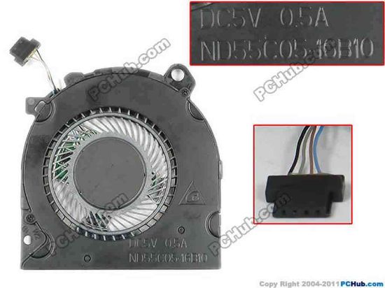 178819 Delta Electronics ND55C05 Cooling Fan   -16B10, 5V 0.5A, Bare, W25X4X4， 910375-001 Delta Electronics ND55C05 Cooling Fan