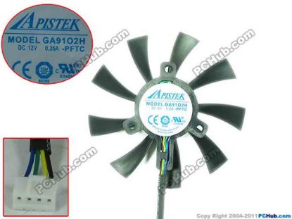 178828 APISTEK / Rotek GA91O2H Server - Frameless / GPU Fan -PFTC, 12V 0.35A, W80X4X4, D87XC37, Black APISTEK / Rotek GA91O2H Server - Frameless / GPU Fan 