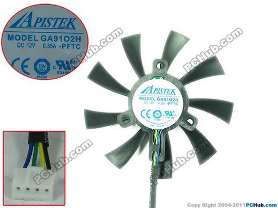 178828 APISTEK / Rotek GA91O2H Server - Frameless / GPU Fan -PFTC, 12V 0.35A, W80X4X4, D87XC37, Black APISTEK / Rotek GA91O2H Server - Frameless / GPU Fan 