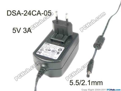 178832 DVE DSA-24CA-05 AC Adapter 5V-12V 5V 3A, Barrel 5.5/2.1mm, EU 2-Pin Plug DVE DSA-24CA-05 AC Adapter 5V-12V 