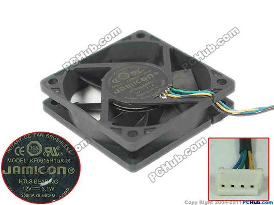 178833 Jamicon KF0615H1UK-R Server - Square Fan sq60x60x15mm, W100X4x4, DC12V 3.1W Jamicon KF0615H1UK-R Server - Square Fan 