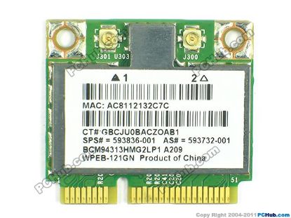 Picture of HP Pavilion dm4 Series Wireless LAN Card BCM94313HMG2L,593836-001
