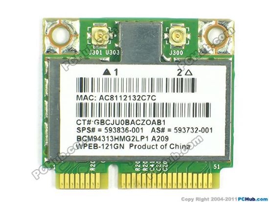 Picture of HP Pavilion dm4 Series Wireless LAN Card BCM94313HMG2L,593836-001