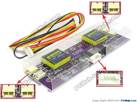 Picture of PCH Inverter 4-Lamp Type LCD Monitor /TV Inverter (Universal Use) 4-Lamp, 6-Pin, SF-04S440,  MY-4QH417, 130x38mm, For 15"-19"  D