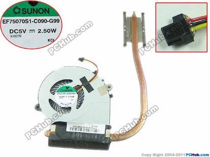 Picture of SUNON EF75070S1-C090-G99 Cooling Fan  ASV3CBL0TA0I0044MIUU, DC 5V 2.50W Heatsink Fan