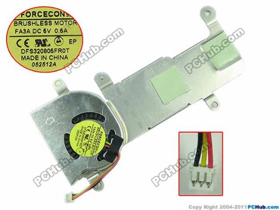 Picture of Forcecon DFS320805FR0T Cooling Heatsink FA3A, DC 5V 0.50A, w20x3x3
