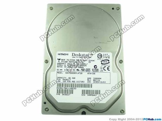 Picture of Hitachi HDS728080PLAT20 HDD 3.5" IDE 32GB-100GB 3.5, IDE, 80GB, 5400rpm
