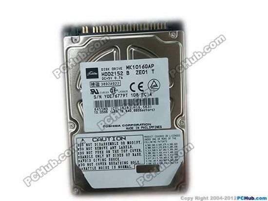 Picture of Toshiba MK1016GAP HDD 2.5" IDE 6GB-10GB 2.5, IDE, 10.05GB